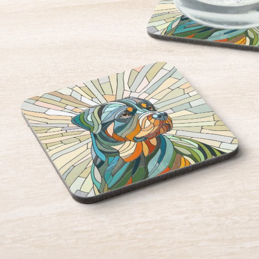 Rottweiler-Hund - Mosaikkunst Getränkeuntersetzer (Linke Seite)