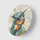 Rottweiler-Hund - Mosaikkunst Runde Wanduhr (Winkel)