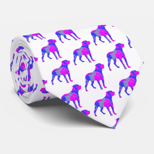 Rottweiler Hund Niedlich Rosa Silhouette Weiße Nec Krawatte (Gerollt)