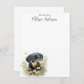 Rottweiler Hund Niedlich Welpe Wasserfarbe Persona Mitteilungskarte (Vorne/Hinten)