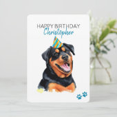 Rottweiler Hund Personalisiert Happy Birthday Karte (Stehend Vorderseite)