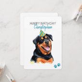 Rottweiler Hund Personalisiert Happy Birthday Karte (Vorderseite/Rückseite Beispiel)