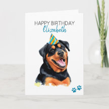 Rottweiler Hund Personalisiert Happy Birthday