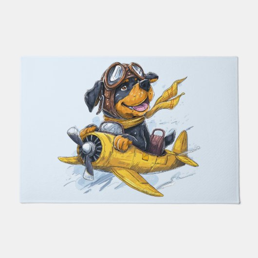 Rottweiler Hund Pilot Flugzeug Fußmatte (Vorderseite)