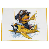 Rottweiler Hund Pilot Flugzeug Große Geschenktüte (Vorderseite)