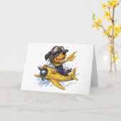 Rottweiler Hund Pilot Flugzeug Karte (Gelbe Blume)
