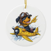 Rottweiler Hund Pilot Flugzeug Keramik Ornament (Vorne)