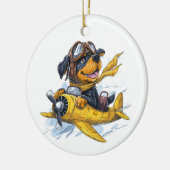Rottweiler Hund Pilot Flugzeug Keramik Ornament (Links)