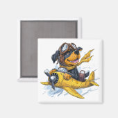 Rottweiler Hund Pilot Flugzeug Magnet (Vorderseite/Rückseite)