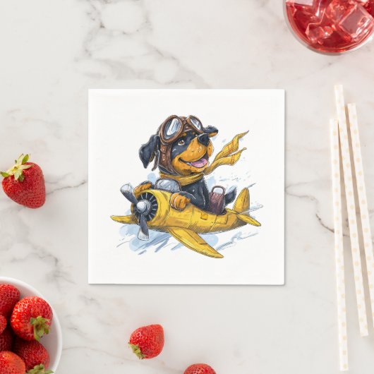 Rottweiler Hund Pilot Flugzeug Serviette (Beispiel)