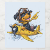 Rottweiler Hund Pilot Flugzeug Weinetikett (Einzelnes Label)