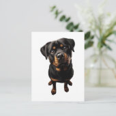 Rottweiler Hund Postkarte (Stehend Vorderseite)