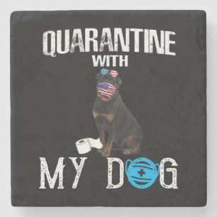 Rottweiler Hund Quarantäne mit meinem Hund Funny G Steinuntersetzer