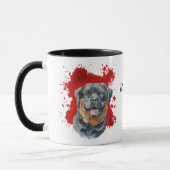 Rottweiler Hund Roter Abstrakter Hintergrund Tasse (Links)