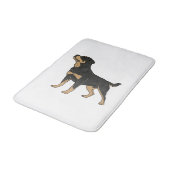 Rottweiler Hund, Rottweiler Hund stehend Badematte (Schrägansicht)