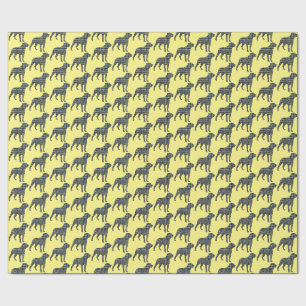 Rottweiler Hund Silhouette Gelb/Blau Gelb Geschenkpapier
