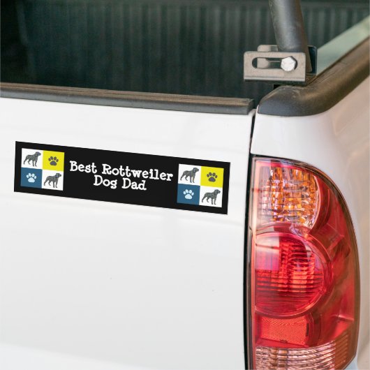 Rottweiler Hund Silhouette Gelb & Blau Grid Autoaufkleber (Auf Lkw)