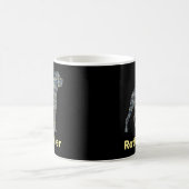 Rottweiler Hund Silhouette Gelb & Blau Grid Kaffeetasse (Mittel)