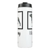 Rottweiler Hund Silhouette Gelb & Blau Thermosbecher (Vorderseite)