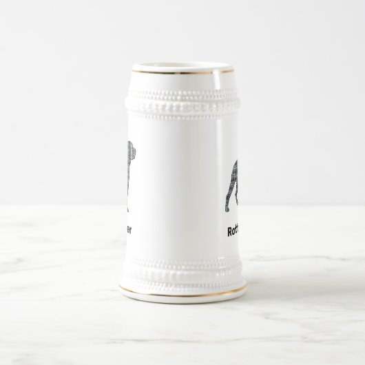 Rottweiler Hund Silhouette Gelb & Schwarz Bierglas (Mittel)