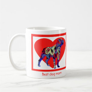 Rottweiler Hund Silhouette Valentinstag Rotes Herz Kaffeetasse