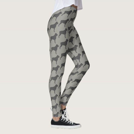 Rottweiler Hund Silhouetten Muster Grau Leggings (Rechts)