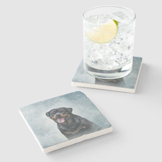 Rottweiler Hund Steinuntersetzer (Seitenansicht)