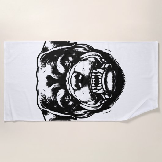 Rottweiler Hund Strandtuch (Vorderseite)