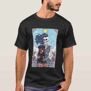 Rottweiler-Hund Tarotkarte Halloween-Kostüm Skelet T-Shirt