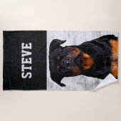 Rottweiler Hund Tiername Cool Rugby Welpe Strandtuch (Vorderseite)