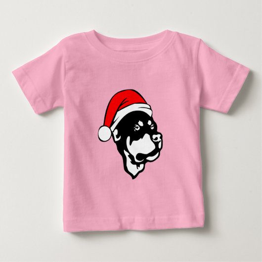 Rottweiler Hund trägt eine Red Christmas Weihnacht Baby T-shirt (Vorderseite)
