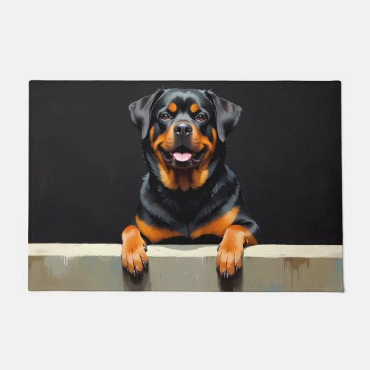 Rottweiler Hund Türmatte Kunst (Vorderseite)