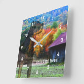 Rottweiler Hund und alter Tabakstall Quadratische Wanduhr (Winkel)