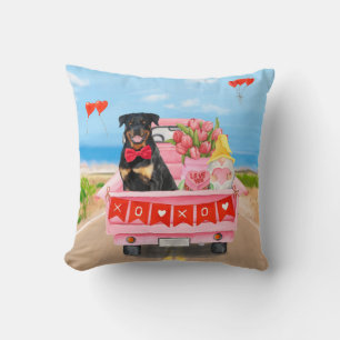 Rottweiler Hund Valentinstag Lastwagen Herzen  Kissen
