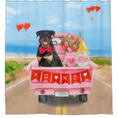 Rottweiler Hund Valentinstag LKW Duschvorhang (Vorderseite)