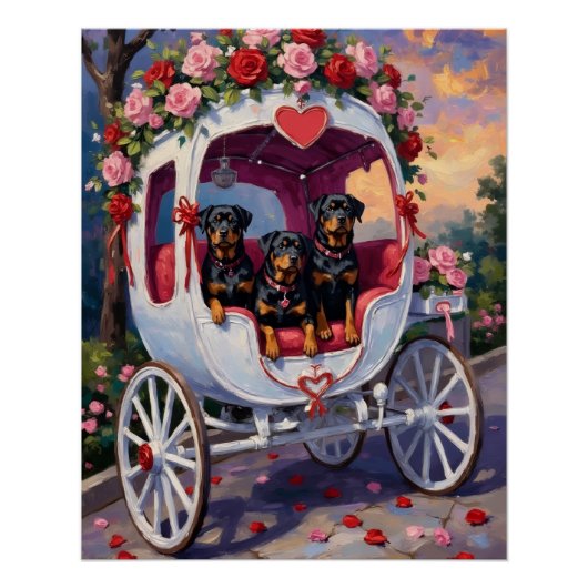 Rottweiler Hund Valentinstag Poster (Vorderseite)