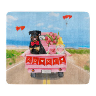 Rottweiler Hund Valentinstag Truck Herzen Schneidebrett