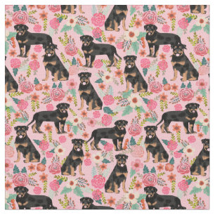 Rottweiler Hund Vintage Blumenmotive Rosa Stoff