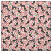 Rottweiler Hund Vintage Blumenmotive Rosa Stoff (Muster)