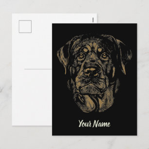 Rottweiler-Hund Vintage-Porträt Rottie-Design Feiertagspostkarte