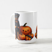 Rottweiler Hund von Halloween Pumpkins sitzend Kaffeetasse (Vorderseite Links)