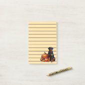 Rottweiler Hund von Halloween Pumpkins sitzend Post-it Klebezettel (Auf Schreibtisch)