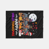 Rottweiler Hund Weihnachten Frohe Hallothankmas Da Fleecedecke (Vorderseite (Horizontal))