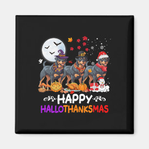 Rottweiler Hund Weihnachten Frohe Hallothankmas Da Magnet