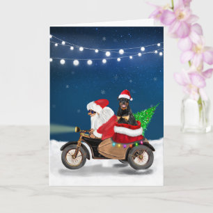Rottweiler Hund Weihnachten Santa Claus   Karte