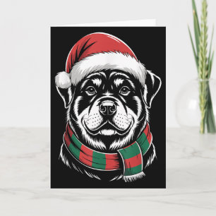 Rottweiler Hund Weihnachten Santa Hut Schal Weihna Karte