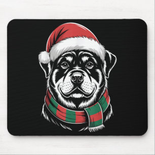 Rottweiler Hund Weihnachten Santa Hut Schal Weihna Mousepad