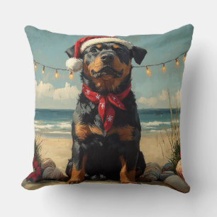 Rottweiler Hund Weihnachten Vintage Strand Kissen