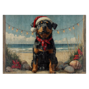 Rottweiler Hund Weihnachten Vintage Strand Schneidebrett