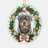 Rottweiler Hund Weihnachts-Keks Keramik Ornament (Links)